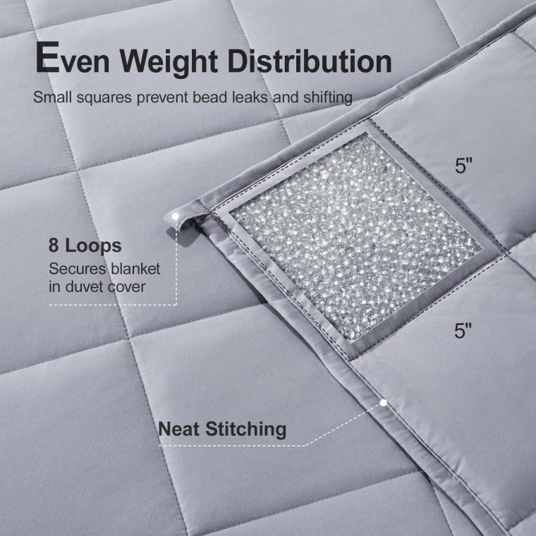 Lofus Weighted Blanket for Adults 15 lbs 48"x 72" Twin Size, Breathable All-Season Weighted Heavy Blankets, Soft Microfiber with Premium Glass Beads for Sleeping, Grey - Image 5