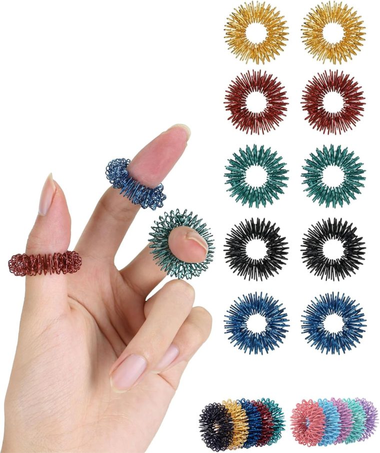 Mr. Pen- Spiky Sensory Rings, 10 Pack, Stress Relief Fidget Sensory Toys, Fidget Rings, Fidget Ring for Anxiety, Stress Relief Rings, Massager for Fidget ADHD Autism, Back to School Supplies