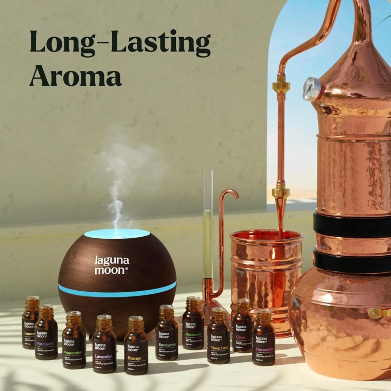 Lagunamoon Essential Oils Set, Top 20 Gift Set Oils for Diffusers, Humidifiers, Aromatherapy, Candle Making Scents, Cars & Home Products, Peppermint, Tea Tree, Lavender, Eucalyptus, Lemongrass (10mL) - Image 2