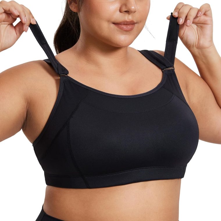 SYROKAN Front Adjustable Sports Bras for Women High Impact Wirefree Comfort No Bounce Support Workout Running Bra