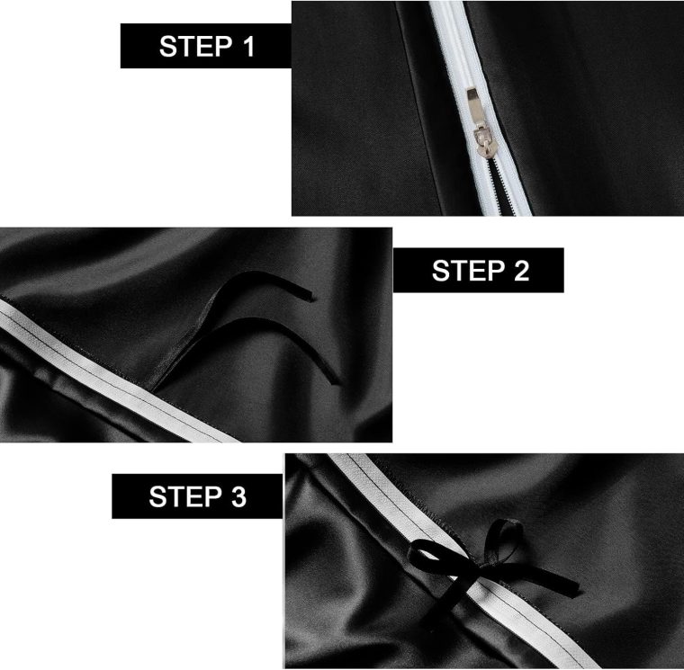 Homiest 60"x80" Duvet Cover for Weighted Blanket, Black Satin Weighted Blanket Cover with 8 Ties, Silky & Removable Zippered Duvet Cover Full/Queen Heavy Blanket Duvet Cover for Adults - Image 4