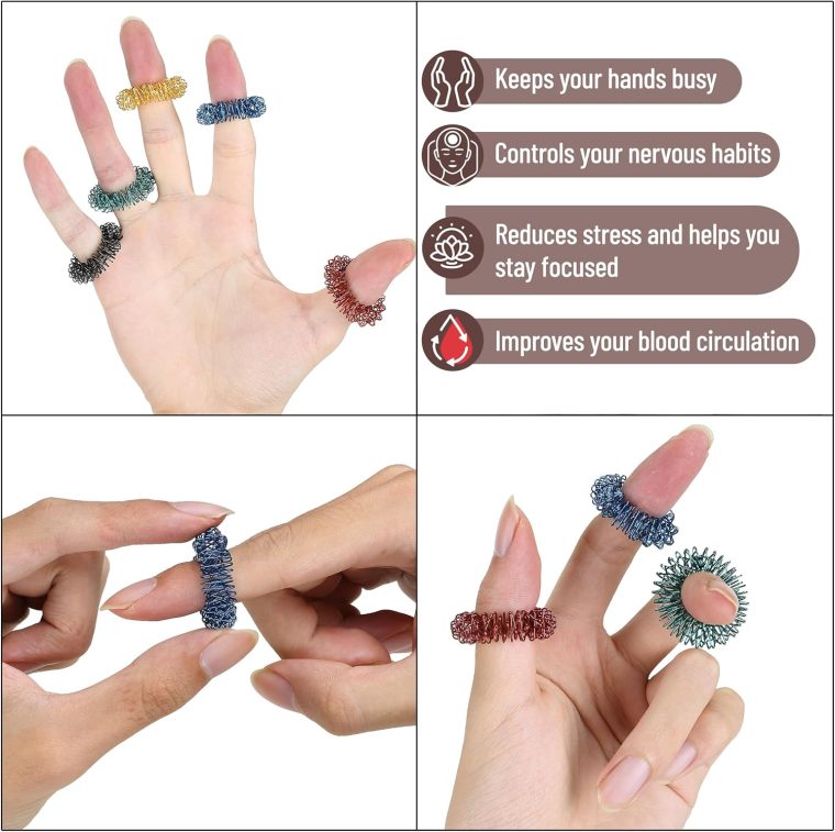 Mr. Pen- Spiky Sensory Rings, 10 Pack, Stress Relief Fidget Sensory Toys, Fidget Rings, Fidget Ring for Anxiety, Stress Relief Rings, Massager for Fidget ADHD Autism, Back to School Supplies - Image 4