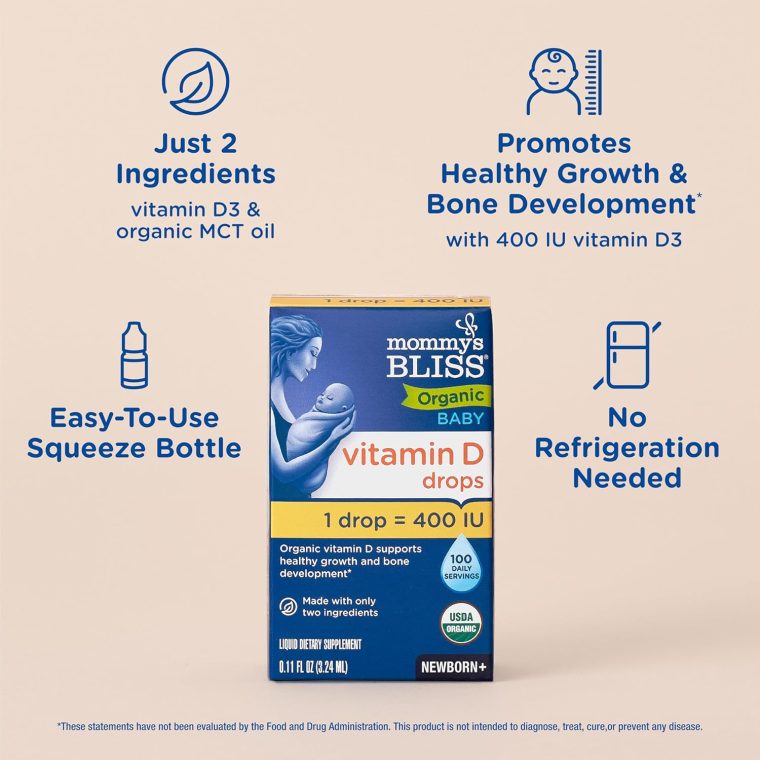 Mommy’s Bliss Organic Vitamin D Drops - Infants and Newborns - Supports Growth and Bone Development - Easy Use - 400 IU Per Drop - 100 Daily Servings - Image 4