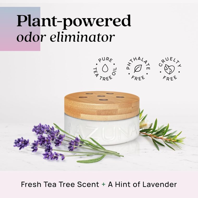 Azuna Air Freshener & Odor Eliminator for Strong Odor | 2 Room Kit Includes (2) 8 oz. Empty Luxe Glass Jars & 12 oz | Refill with Tea Tree Essential Oil Gel | Aromatherapy | Last 60-90 Days - Image 4