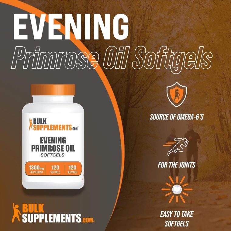 BulkSupplements.com Evening Primrose Oil Softgels - GLA Supplements, Evening Primrose Oil 1300mg - Gluten Free, 1 Softgel per Serving, 120 Count (Pack of 1) - Image 3