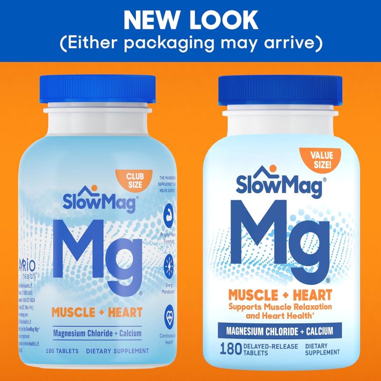 SlowMag Muscle + Heart Magnesium Chloride with Calcium Supplement to Support Muscle Relaxation, Occasional Muscle Cramping & Heart Health, High Absorption, 180 Count - Image 3