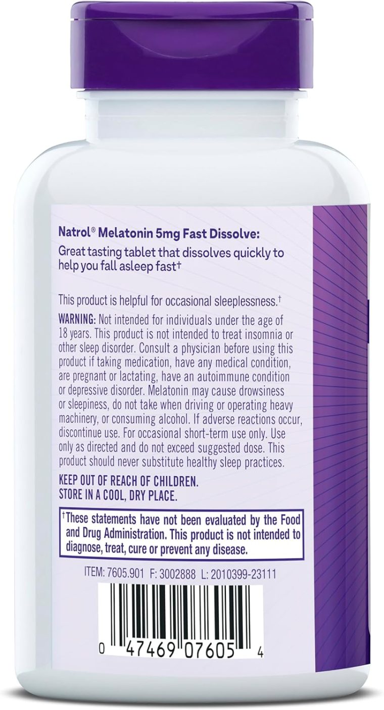 Natrol Melatonin 5mg Fast Dissolve Tablets, Sleep Support Supplements for Adults, Strawberry Flavor, 200 Tablets, Up to 200 Day Supply - Image 9