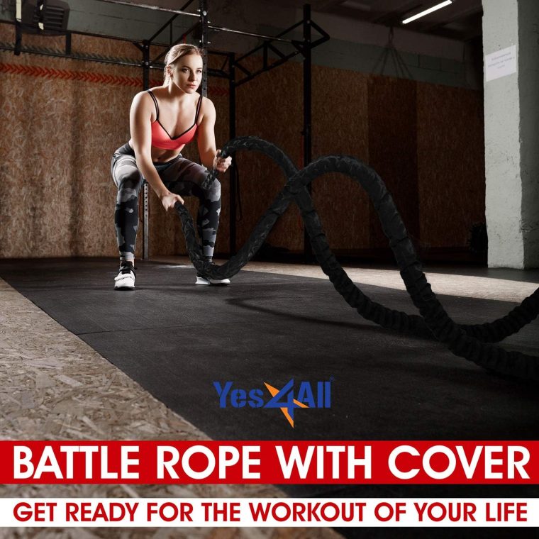 Yes4All Battle Ropes, Workout Rope with Cover, Steel Anchor & Strap Included, Heavy Ropes for Exercise Training - 1.5/2 Inch Diameter, 30, 40, 50 Ft Length - Image 5