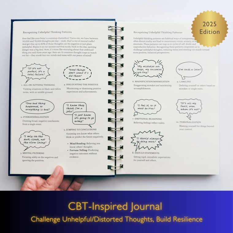 Putting Thoughts on Trial, 2025 CBT-Inspired Fun Courtroom-Style Journal to Challenge Unhelpful Thoughts, Build Resilience - Negative Thoughts Transformer Notebook with Free 3-Color Pen - Women & Men - Image 3