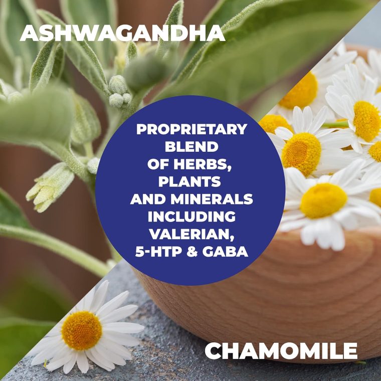 Stress Relief Supplement with 5HTP, Ashwagandha, Valerian, St John’s Wort, GABA, Chamomile & B-Vitamins - Promotes Relaxation, Sleep, Calm & Balanced Mood, Energy & Focus. Vegan, Non-GMO, 60 Capsules - Image 5