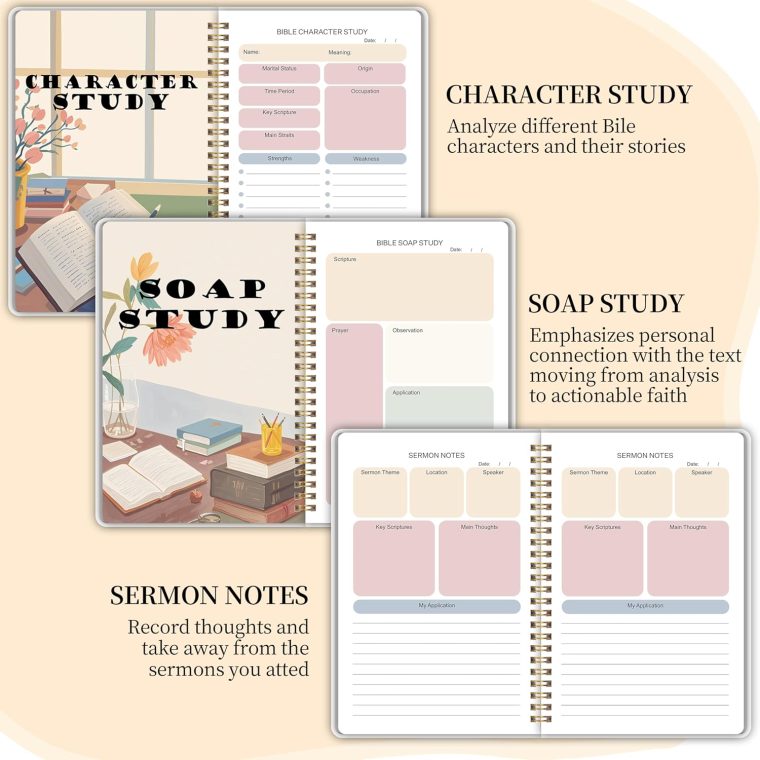 Bible Study Journal - Church Notes Journal - Soap Bible Study Notebook for Women - Bible Notebooks for Note Taking - Based Religious Gifts - Image 3