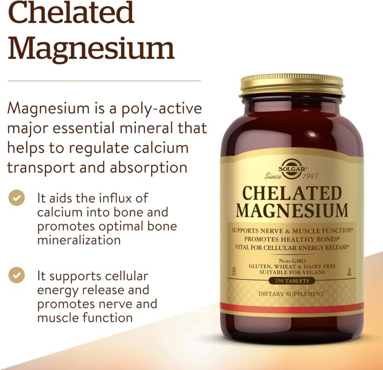 Solgar Chelated Magnesium, 250 Tablets - Supports Nerve & Muscle Function - Promotes Healthy Bones - Vital for Cellular Energy Release - Non-GMO, Vegan, Gluten Free, Dairy Free - 62 Servings - Image 3