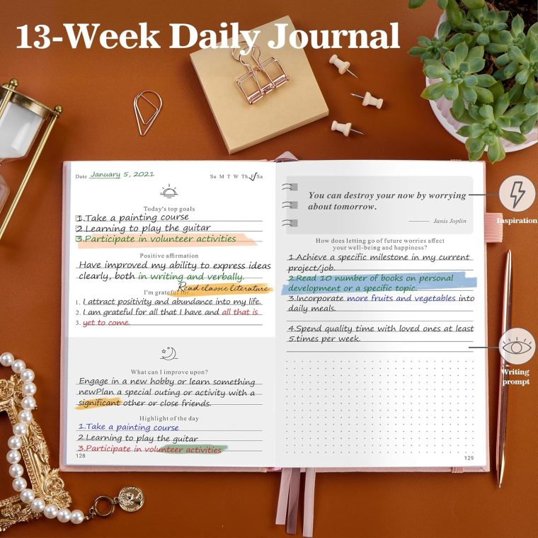 Self-Care Journal with Prompts – Daily Reflection Notebook – Mental Health Journal for More Positivity, Anxiety & Guided Journal for Women, ADHD Planner with Mood Tracker, A5 (Pink) - Image 4