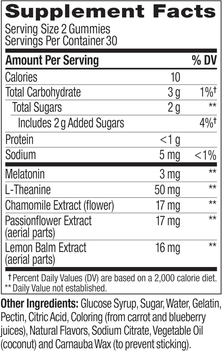 OLLY Sleep Gummy, 3 mg Melatonin, L-Theanine, Chamomile, and Lemon Balm Extracts, Blackberry Flavor, 30 Day Supply - 60 Count - Image 7