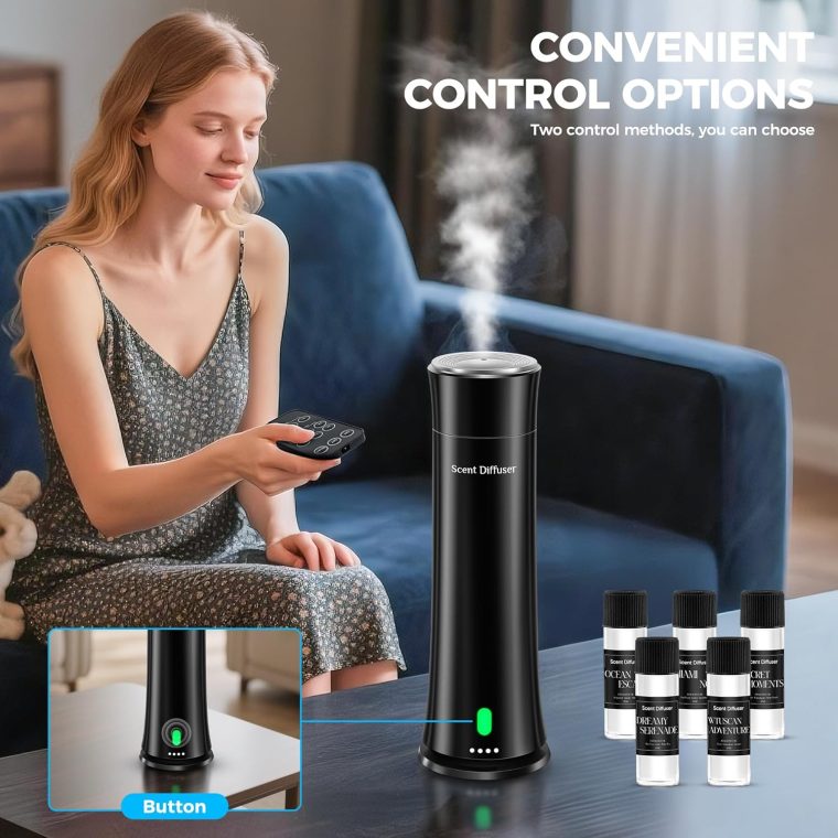 Hotel Scent Diffuser Starter Kit - 1500 Sq Ft Coverage, Home Diffuser Hotel Collection, Suitable for Waterless Diffuser Large Room, Contains Five Aromatherapy Essential Oils, Remote Control, Black - Image 3