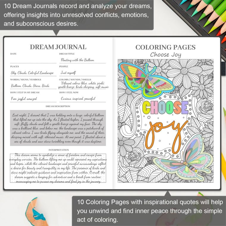 Mental Health Journal, 91-Day Self Care Journal for Women Men, Guided Anxiety & Stress Relief Journal with Mood Tracker, Cognitive Behavioral Therapy Journaling with Mental Health Coloring Pages & Dream Log - Image 3