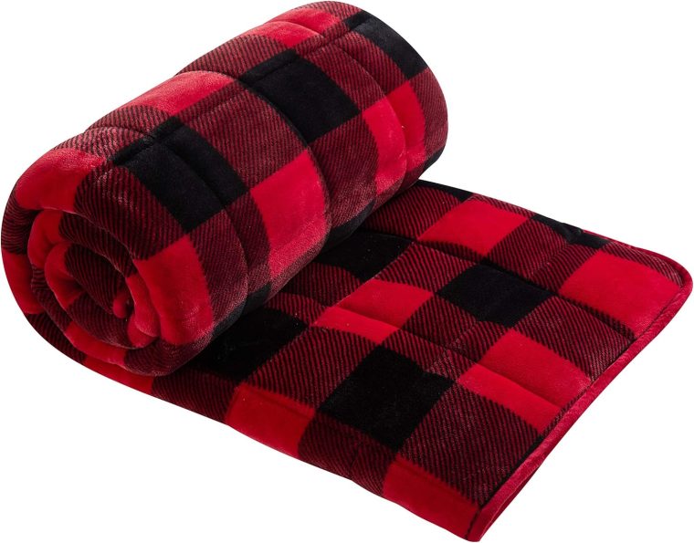 Super Soft Red Buffalo Plaid Weighted Blanket - 15 lbs, 48" x 72", Cozy Comfort for Restful Sleep - Image 4