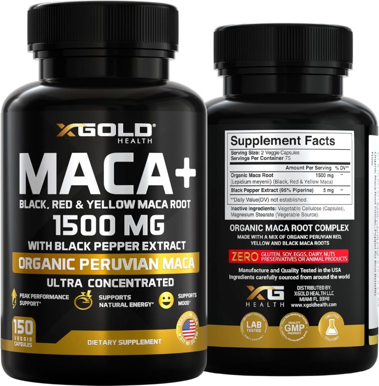 X Gold Health Organic Maca Root Powder Capsules 1500mg with Black | Red & Yellow Peruvian Maca Root Extract Gelatinized, Energy & Mood Supplement for Men & Women + Black Pepper for Best Benefits - Image 7