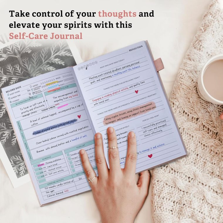 Mental Health Journal for Women and Men - Anxiety & Guided Journal with Mood & Habit Tracker - Take 5 Minuets Everyday - 91 Days Self Care Journal with Prompts, Pink - Image 6