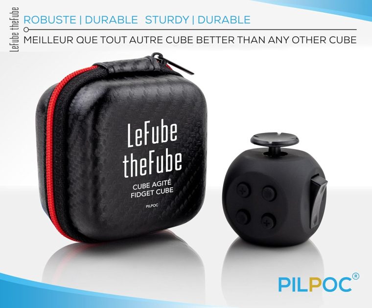 PILPOC theFube Fidget Cube, 6-Sided Stress Relief Infinity Cube for Adults & Kids, Boosts Concentration, Mindfulness Aid, Silent & Audible Modes, Includes Carry Case for Portability (Midnight) - Image 2