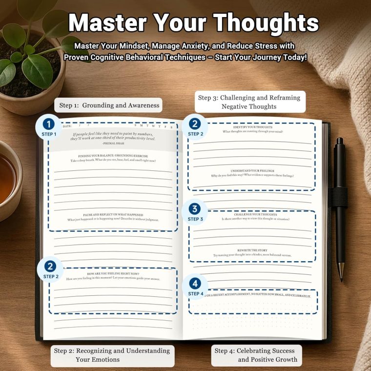 Guided Anxiety Journal for Women and Men – Cognitive Behavioral Therapy Journal with Repetitive Mindfulness Prompts, Self-Care & Anti-Anxiety Journals for Mental Health & Wellness (Pink) - Image 4