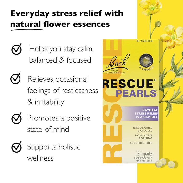 Bach RESCUE PEARLS, Natural Orange Vanilla Flavor, Natural Stress Relief, Homeopathic Flower Essence, Quick-Dissolve, Gluten & Sugar-Free, 28 Count - Image 2