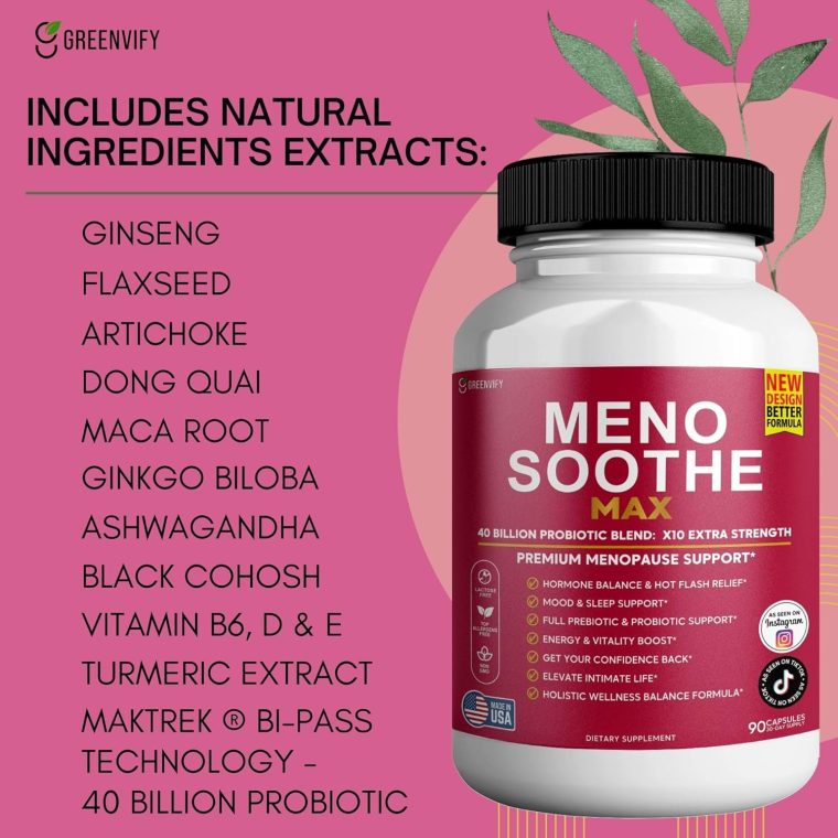 MenoSoothe Max | Premium Menopause Support Supplement | Hormone Balance, Mood & Sleep Aid | Probiotic Blend | 90 Capsules (1) - Image 8