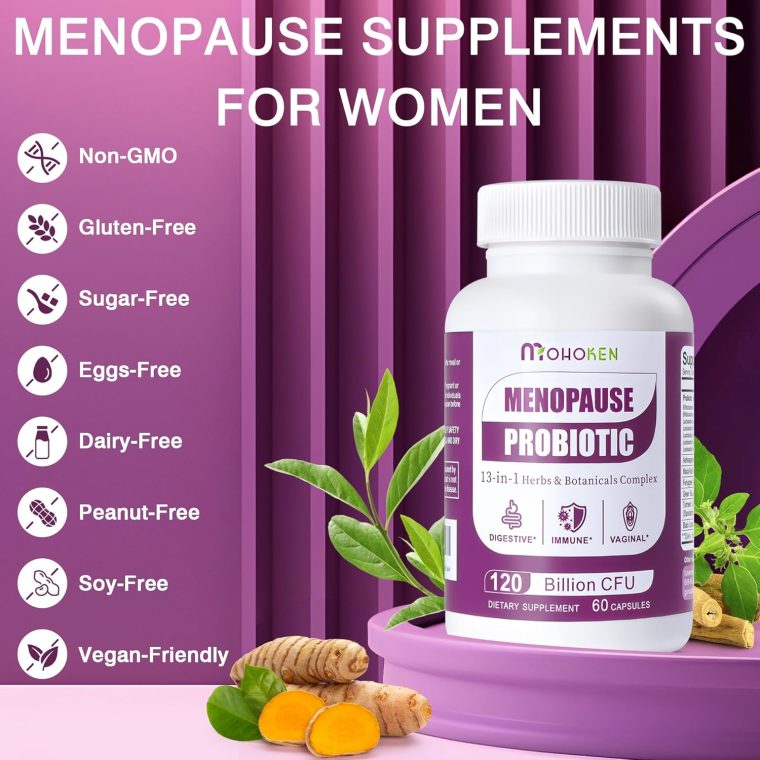Menopause Supplements for Women, 120 Billion CFU Womens Probiotic, 13-in-1 Herbs Complex for Menopause Relief, Hormone Balance, Hot Flashes, Mood Swings, Night Sweats (60 Capsule) - Image 6