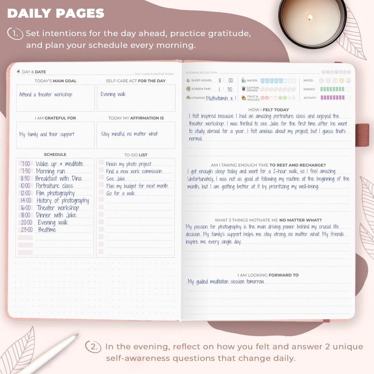 Clever Fox Self-Care Journal – Daily Reflection Notebook – Mental Health & Personal Development Planner, Meditation & Mood Log, A5 (Rose Gold) - Image 4