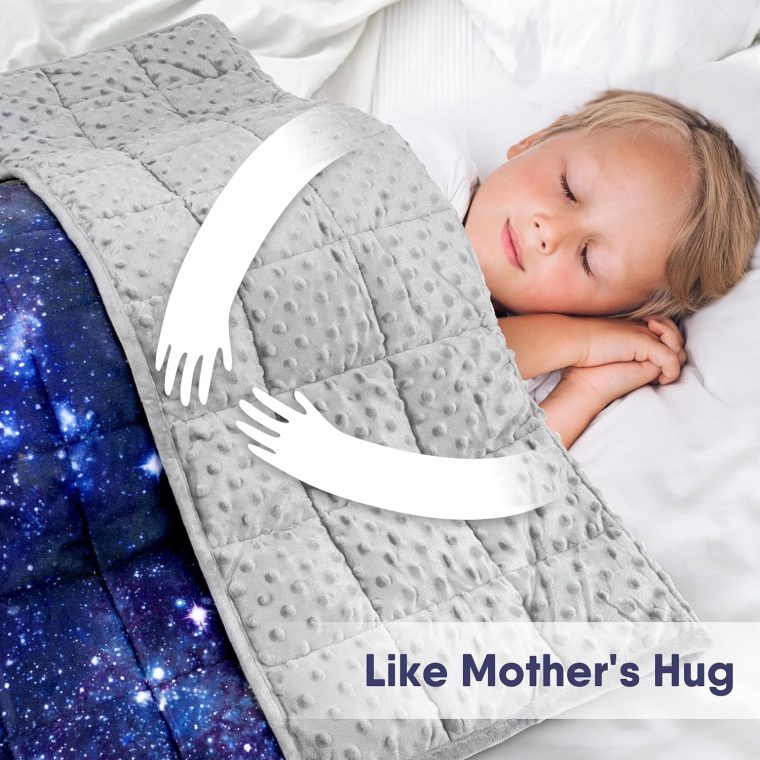 Solfres 7lbs Weighted Blanket, 41 x 60 Inches, Printing Heavy Blanket 7 Pounds for Children and Teens Ultra Soft and Cozy, Stars, Sensory Items, Universe Galaxy - Image 6