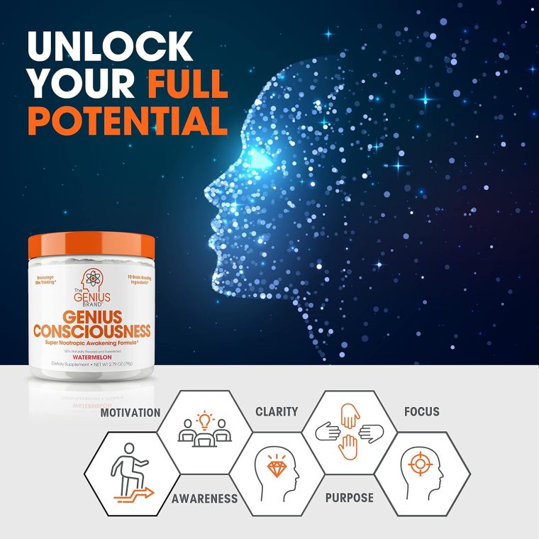 Genius Consciousness - Premium Nootropic Powder for Focus, Memory & Mental Clarity - AlphaSize, NeuroFactor, Lion’s Mane & Dynamine - Natural Brain Booster for Studying, Work & Creativity – Watermelon - Image 4