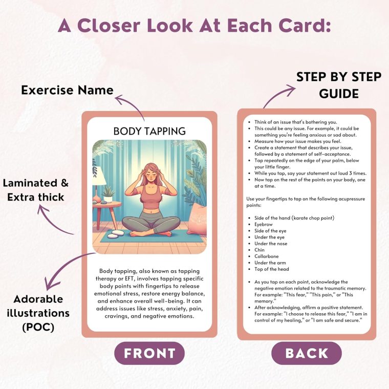 HORIA KADI Somatic Therapy Coping Skill Cards: Techniques and Exercises to Treat Trauma & Stress - Image 3