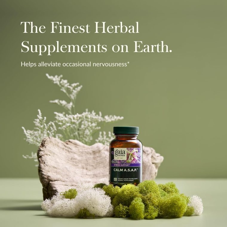 Gaia Herbs Calm A.S.A.P. Stress Support Supplement - with Skullcap, Passionflower, Chamomile, Vervain, Holy Basil & More to Support a Natural Calm - 60 Vegan Liquid Phyto-Capsules (20-Day Supply) - Image 2