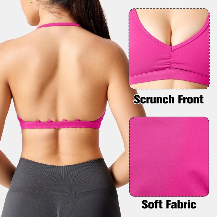 YEOREO Workout Sports Bras for Women Padded Strappy Open Back Gym Bra Light Impact Criss Cross Yoga Crop Top - Image 3