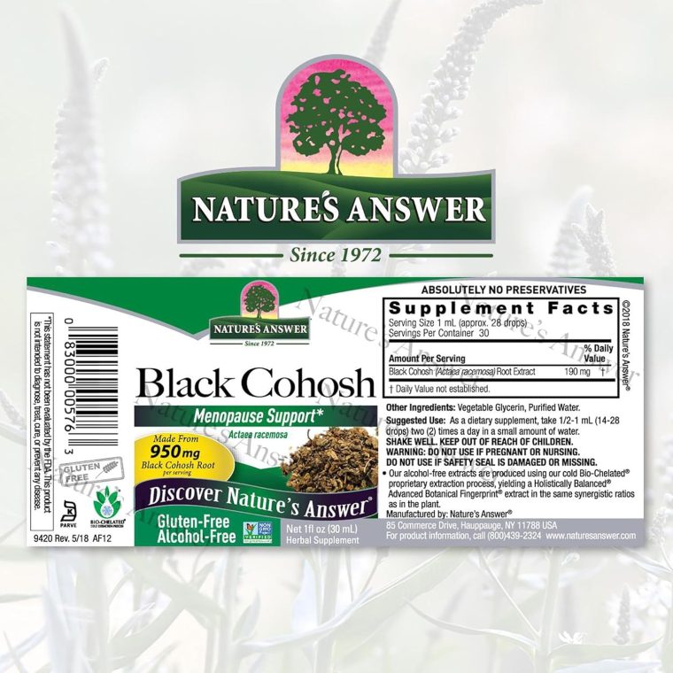 Nature's Answer Organic Alcohol Free Black Cohosh Extract 1 Ounce for Menopause Support - Kosher, Gluten-Free Menopause Hot Flashes - Supplements for Women, USA Made - Image 2