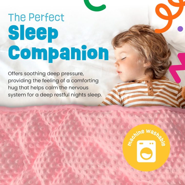 5lb Child's Weighted Blanket - Kids Weighted Blanket 5 Pounds (36" x 48") - Cute Dotted Texture Sensory Blanket - 5 lbs Weight Blanket for Kids Ages 4 to 7 - Machine Washable, Travel Friendly (Pink) - Image 5