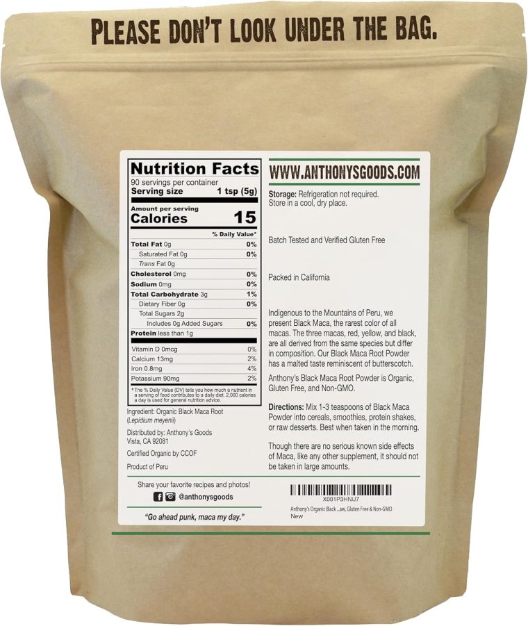 Anthony's Organic Black Maca Powder, 1 lb, Raw, Gluten Free & Non GMO - Image 2