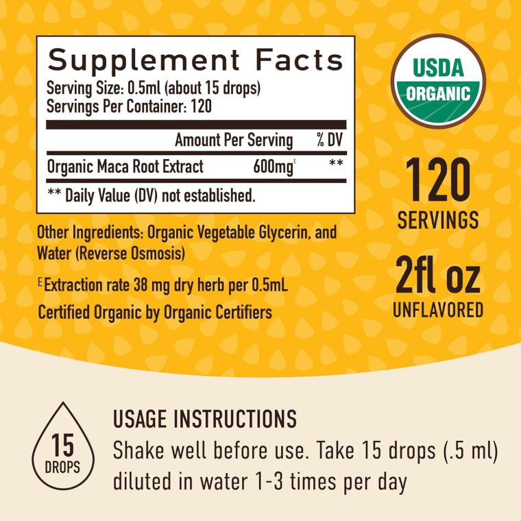 Maca Root Liquid Drops for Organic Energy Support for Women & Men | 2 Fluid Ounces | Support Hormone Balance, Mood, Energy & Fitness | Organic Maca Root for Women & Men | 4-Month Supply, 120 Servings - Image 6