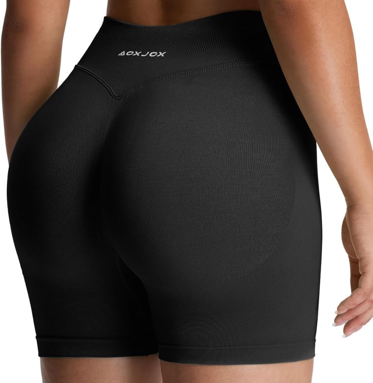 Aoxjox Seamless Workout Biker Shorts for Women Impact Hidden Scrunch Low Waisted Athletic Running Yoga Short 3.5"/4.5"/6"