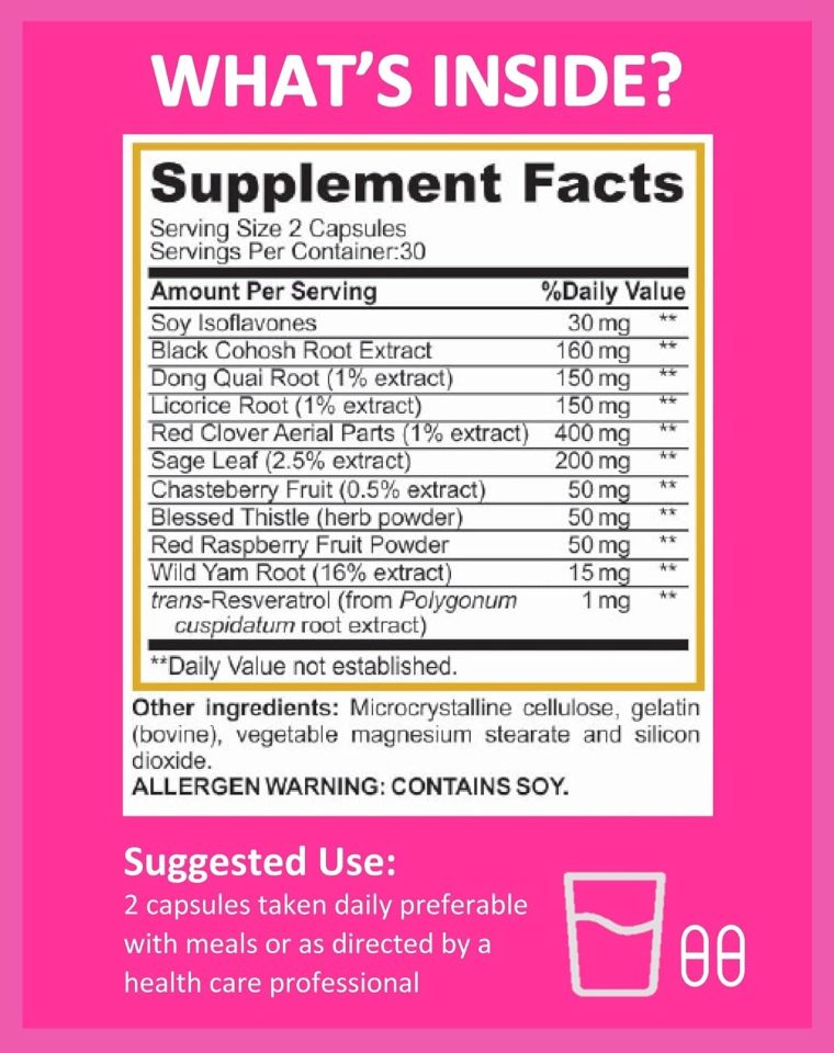 Potent Garden Menopause Relief Supplement with Black Cohosh, Soy Isoflavones, and Don Quai, Hot Flash Relief & Night Sweats Relief for Women, Non-GMO, 60 Capsules, 30 Servings - Image 7