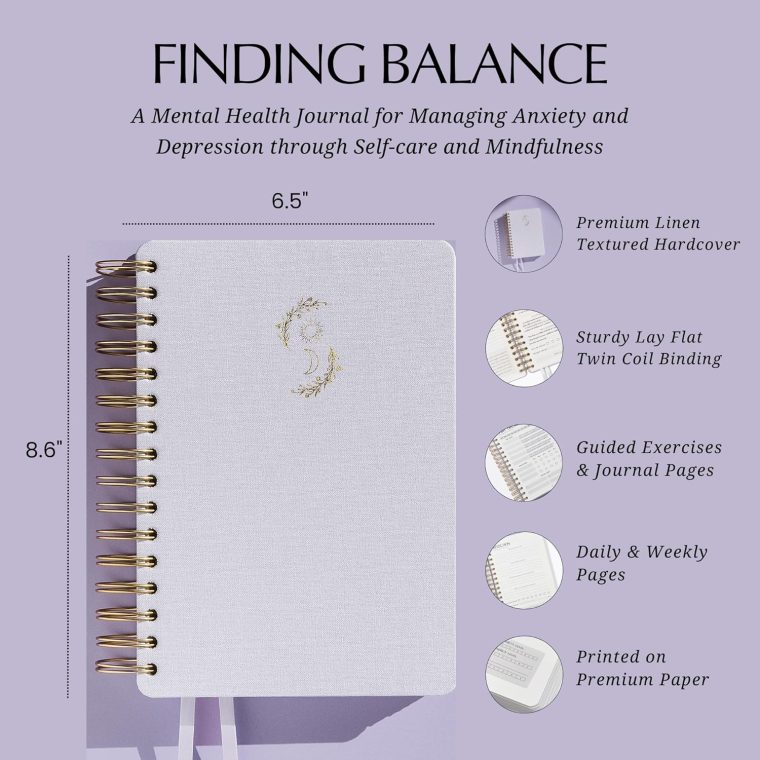 FINDING BALANCE A 100-DAY Mental Health Journal – Daily Journal with Prompts for Mindfulness, Self-Care & Healing – Anxiety & Depression Relief - Image 2