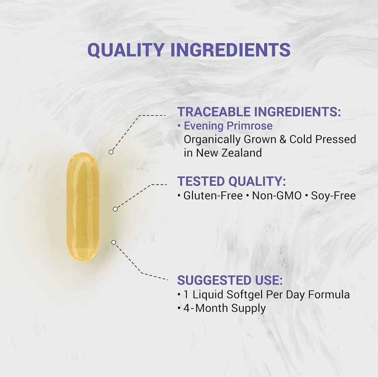 Evening Primrose Oil (1300mg) | 100% Natural from New Zealand | Non-GMO, Soy & Gluten Free, Zero Filler | 120 Softgels - Image 3