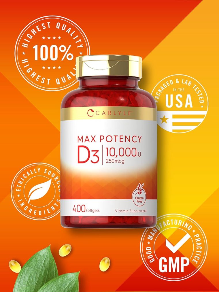 Carlyle Vitamin D 10000 IU 400 Softgels | Value Size | Max Potency | Non-GMO, Gluten Free Supplement - Image 5