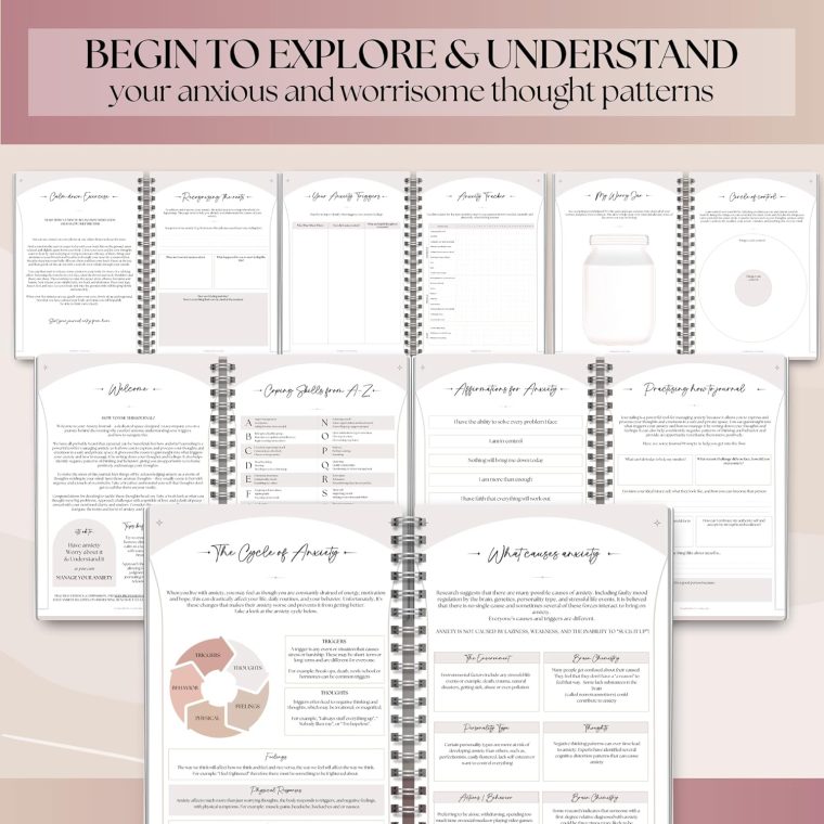 Anxiety Relief Workbook & CBT Therapy Notebook - Guided Prompts, Mental Health Wellness Journal - A5 Lux - Image 4