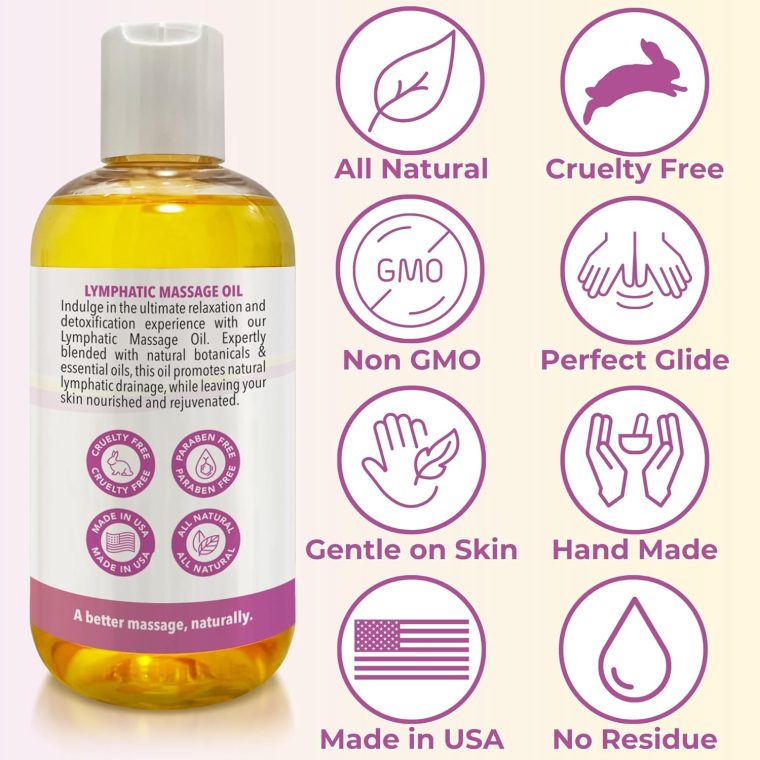 Lymphatic Massage Oil for Massage Therapy & Natural Lymphatic Drainage | Premium Quality with Arnica & Lavender Oil | for Post Surgery Recovery & Detox | 8oz by Brookethorne Naturals - Image 4