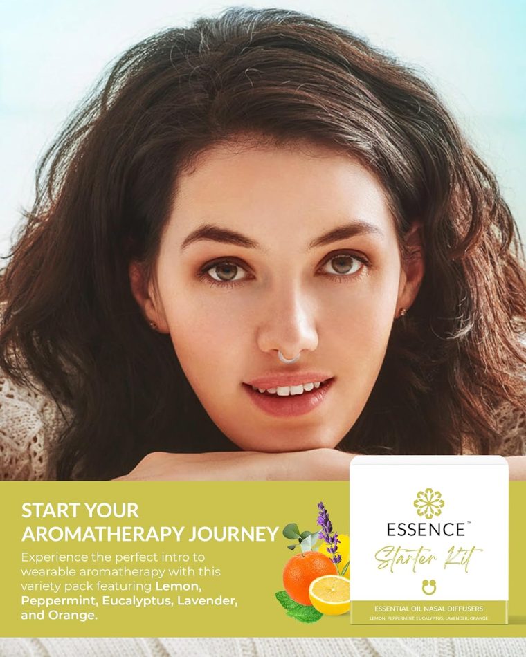 Essence Nasal Diffuser Starter Kit – Essential Oil Silicone Nose Ring Inhalers for Beginners – Wearable Aromatherapy Bundle for Relaxation, Energy & Breathing Support - Image 2