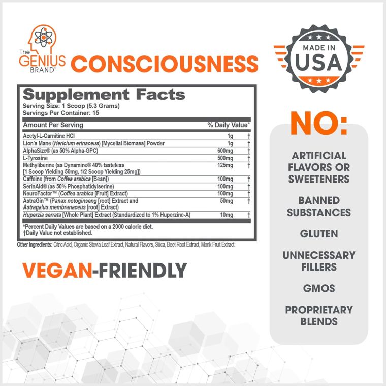 Genius Consciousness - Premium Nootropic Powder for Focus, Memory & Mental Clarity - AlphaSize, NeuroFactor, Lion’s Mane & Dynamine - Natural Brain Booster for Studying, Work & Creativity – Watermelon - Image 2