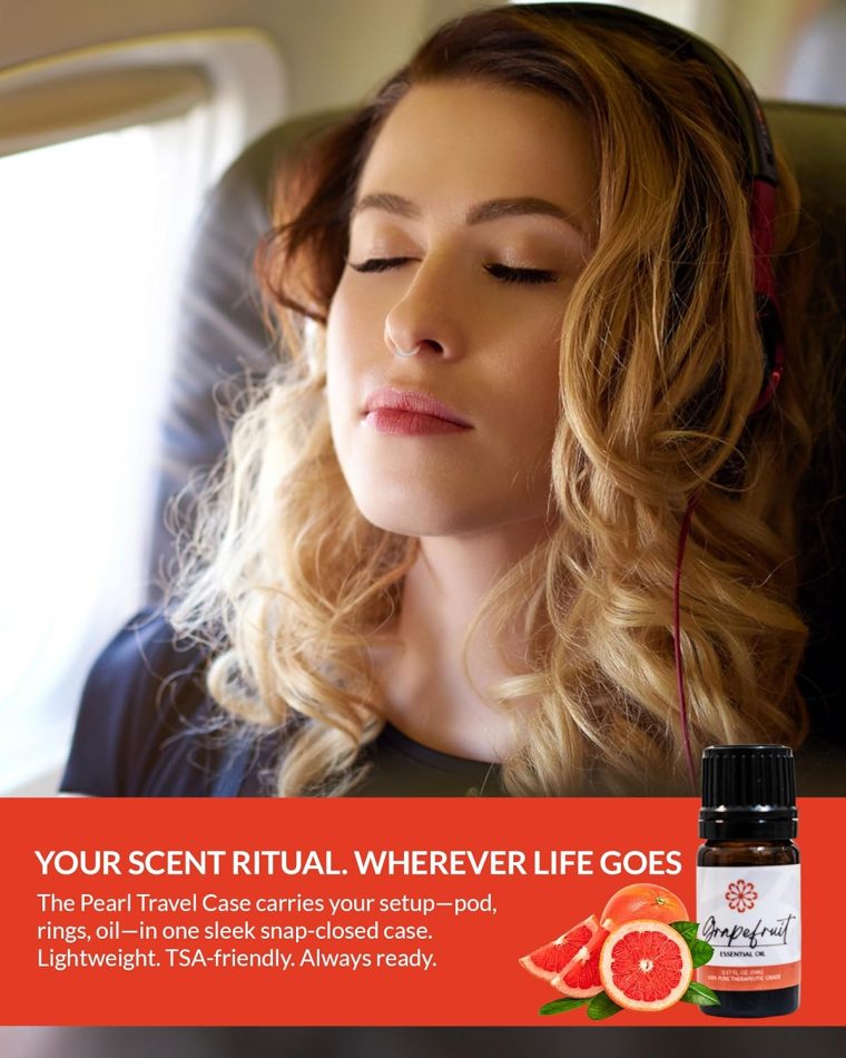 Essence Pearl Travel Case - Wearable Aromatherapy Kit with Nasal Diffuser Rings, Soaking Bay, and 5mL Essential Oil – Portable Wellness Gift Set for On?The?Go Self Care - Image 2