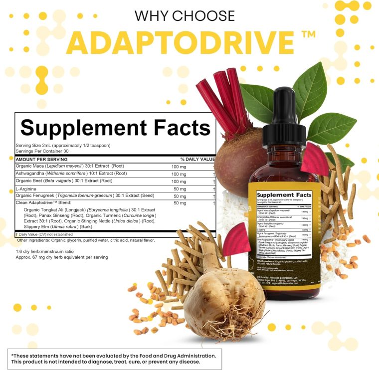 Clean Nutra Organic Maca Root Liquid Drops with Ashwagandha, Fenugreek, Beet Root and L-Arginine Liquid Multivitamin for Women and Men - Adapto Drive - Image 4