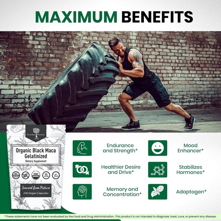 Organic Gelatinized Black Maca – 3X Stronger 200 Capsules for Men & Women, Natural Energy Supplement for Focus, Performance, Stamina & Endurance, Mood Enhancement and Stability, Mental Clarity 1000mg - Image 2